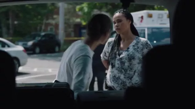 Halogen Cross Front Blouse worn by Special Agent Sheryll Barnes (Roxy Sternberg) as seen in FBI: Most Wanted (S04E02)