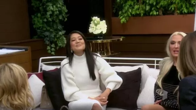 Hervé Léger Ribbed-Pan­eled Stretch-Knit Mi­di Dress worn by Crystal Kung Minkoff as seen in The Real Housewives of Beverly Hills (S12E20)