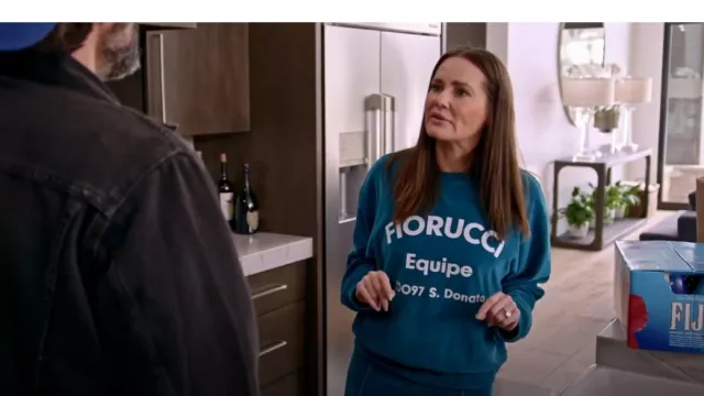 Fiorucci Equipe Logo Velour Sweatshirt worn by Lisa Barlow as seen in The Real Housewives of Salt Lake City (S03E01)