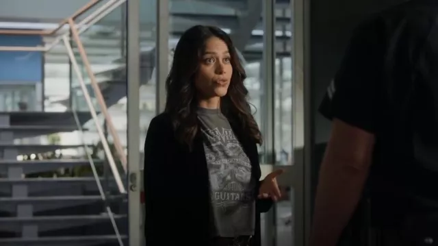 Lucky Brand Nashville Guitars Graphic Tee worn by Angela Lopez (Alyssa Diaz) as seen in The Rookie (S05E02)