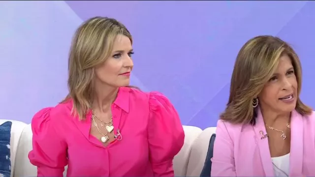 Alice + Olivia Willa Blouse worn by Savannah Guthrie as seen in Today on October 3,2022