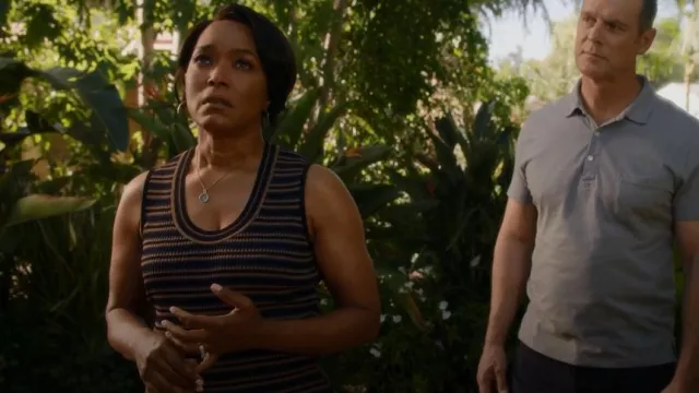 Theory Striped Ribbed Knit Sleeveless Top worn by Athena Grant (Angela Bassett) as seen in 9-1-1 (S06E03)
