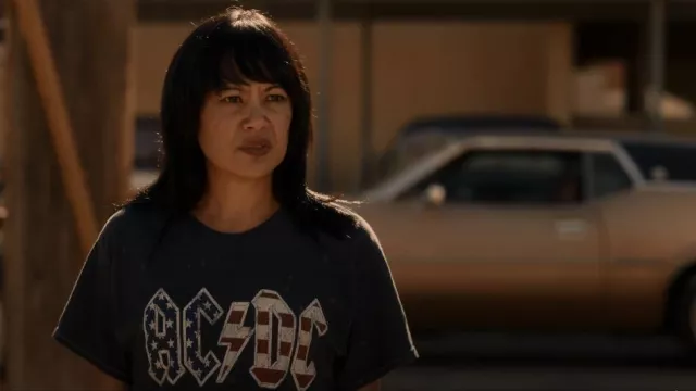 Forever 21 ACDC Tour Graphic Cropped Tee worn by Fiona (Martha Millan) as seen in The Cleaning Lady (S02E03)