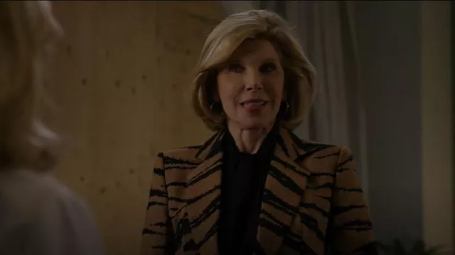 Baum Und Pferdgarten Tiger Stripe Blazer worn by Diane Lockhart (Christine Baranski) as seen in The Good Fight (S06E04)