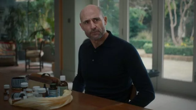 Navy Blue Polo Shirt worn by Mark Strong as seen in Nocebo