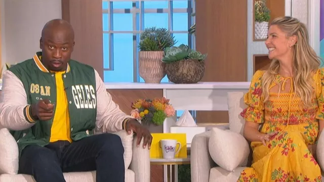 Only and Sons Varsity Bomber Jacket worn by Akbar Gbaja-Biamila as seen in The Talk on October 5, 2022
