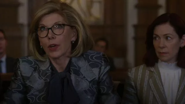 Armani Jacquard Floral Motif Jacket worn by Diane Lockhart (Christine Baranski) as seen in The Good Fight (S06E05)