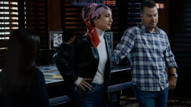 J. Crew Tissue Turtleneck Ivory White worn by Special Agent Fatima Namazi (Medalion Rahimi) as seen in NCIS: Los Angeles (S14E01)