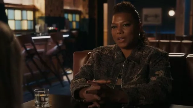 Givenchy Camouflage 4g Destroyed Denim Jacket worn by Robyn McCall (Queen Latifah) as seen in The Equalizer (S03E02)
