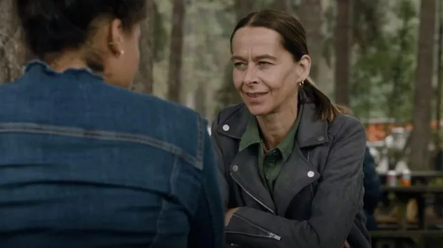 French Connection Aimee Biker Jacket, Ebano worn by Kate Dickie as seen in Inside Man (S01E03)
