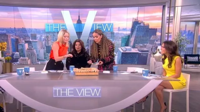 Dries Van Noten Quilted Metallic Shell and Jacquard Midi Skirt worn by Sunny Hostin as seen in The View on October 11, 2022