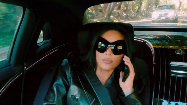 Balenciaga Butterfly Mask Sunglasses worn by Kim Kardashian as seen in The Kardashians (S02E04)