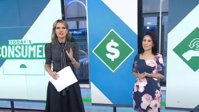 Ted Baker Lawana Elbow Sleeve Tulip Dress usado por Vicky Nguyen como se ve en Today el 12 de octubre de 2022
