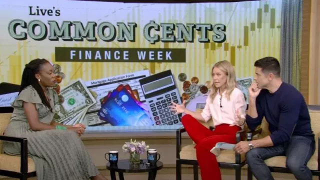 Saint Laurent Wide Leg Corduroy Pants porté par Kelly Ripa vu en LIVE avec Kelly et Ryan le 13 octobre 2022