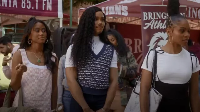 Mango Contrasting Gilet worn by Nathaniel Hardin (Rhoyle Ivy King) as seen in All American: Homecoming (S01E08)