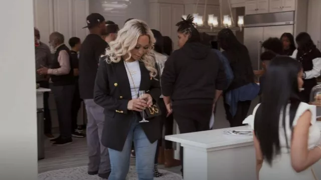 Balmain Wool Double-breasted Blazer worn by Karen Huger as seen in The Real Housewives of Potomac (S07E01)