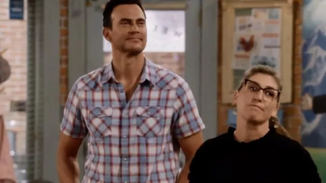 Flag & Anthem PLaid Shirt worn by Max (Cheyenne Jackson) as seen in Call Me Kat (S03E03)