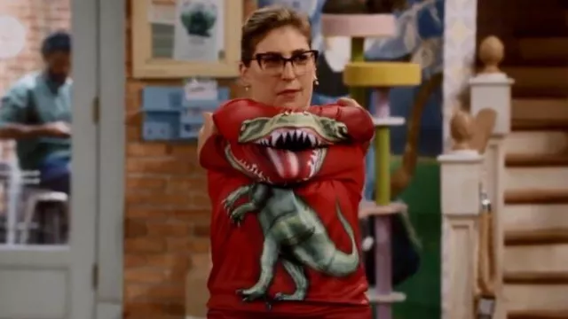 Mouthman Dinosaur Sweatshirt Worn By Kat Mayim Bialik As Seen In Call Me Kat S03e03 Spotern