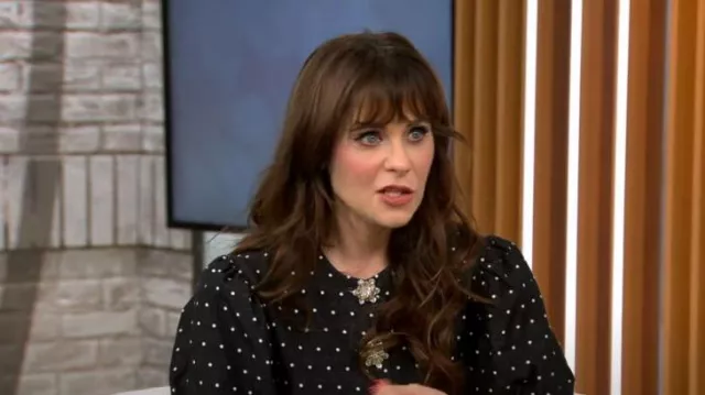 Macgraw Sorbet Dress worn by Zooey Deschanel as seen in CBS Mornings on October 14, 2022