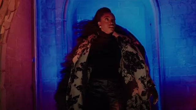 Zara Black Shadaw Coat Limited Edition worn by Tatiana Vogel (Anita-Joy Uwajeh) as seen in Vampire Academy (S01E08)