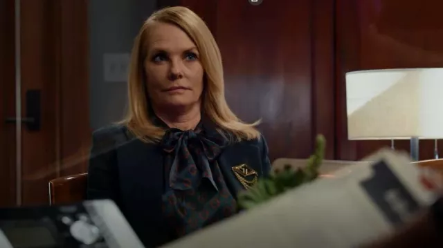 Victoria Beckham Tie Neck Silk Shirt worn by Lisa Benner (Marg Helgenberger) as seen in All Rise (S02E15)