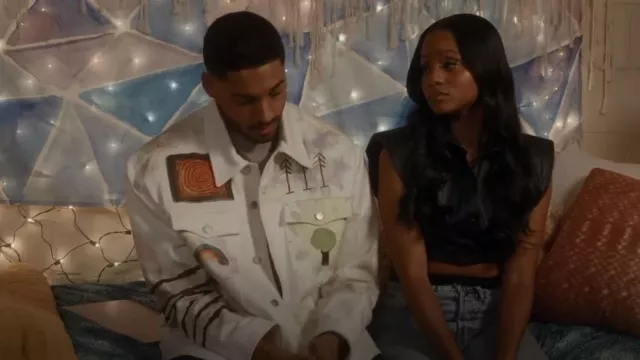 MCQ Alexander McQueen Ramble Oversized Denim Jacket worn by Jordan Baker (Michael Evans Behling) as seen in All American: Homecoming (S01E09)