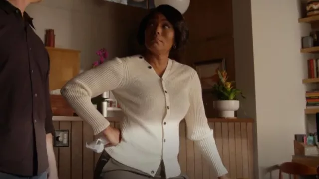 Proenza Schouler Cotton Cashmere Rib Knit Cardigan worn by Athena Grant (Angela Bassett) as seen in 9-1-1 (S06E05)