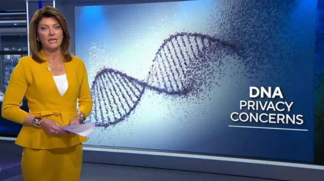 New York & Company Jacqui Sweater Skirt Eva Mendes Collection worn by Norah O'Donnell as seen in CBS Evening News on October 17, 2022