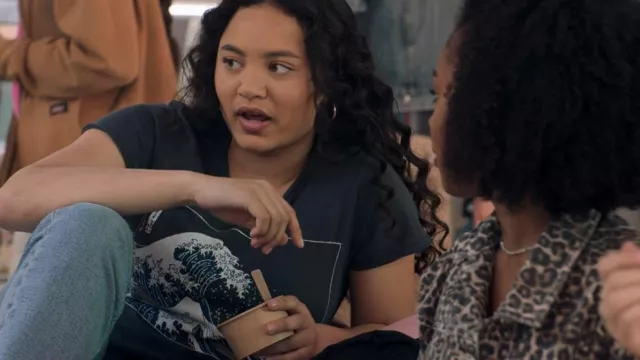 Urban Outfitters Fu­ture State Wave Graph­ic Tee worn by as seen in Big Shot (S01E04)