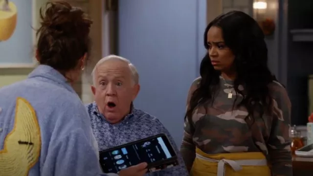 Aqua Long Sleeve Camo Tee worn by Randi (Kyla Pratt) as seen in Call Me Kat (S03E04)