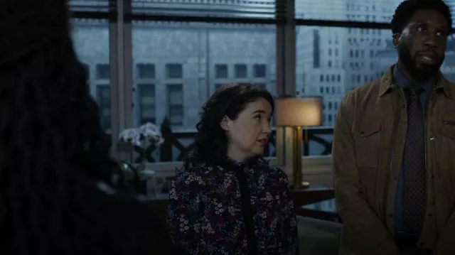 See by Chloe Floral Silk Blouse worn by Marissa Gold (Sarah Steele) as seen in The Good Fight (S06E07)