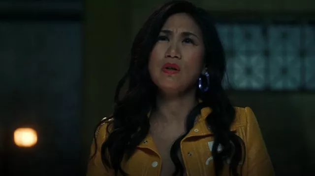 Alexis Bittar 14K Gold-Plated & Lucite Twist Hoop Earrings worn by Melody 'Mel' Bayani (Liza Lapira) as seen in The Equalizer (S03E04)