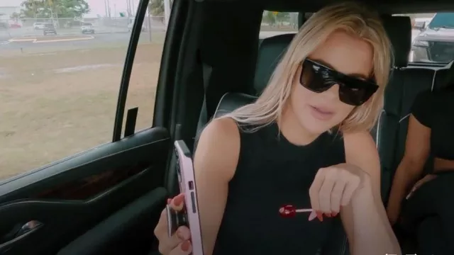 Skims Sleeveless Mock Neck Bodysuit worn by Khloé Kardashian as seen in The Kardashians (S02E05)