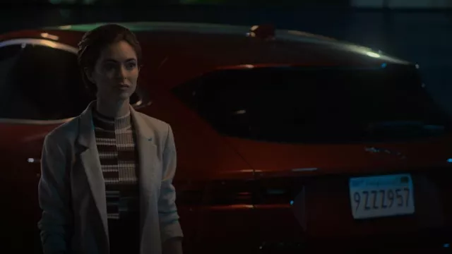 Theory Short-Sleeve Sweater In Striped Wool worn by Sarah Miller (Brooke Lyons) as seen in Reasonable Doubt (S01E06)