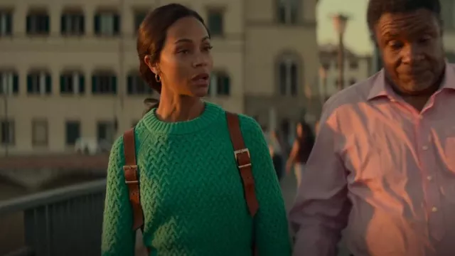 Alice + Olivia Leta Cropped Open Knit Sweater worn by Amy Wheeler (Zoe Saldana) as seen in From Scratch (S01E01)