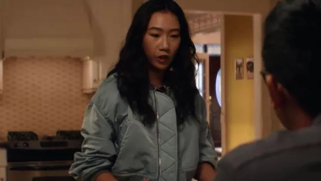 Sacai Cropped Ny­lon Bomber Jack­et worn by Nicky Shen (Olivia Liang) as seen in Kung Fu (S03E02)
