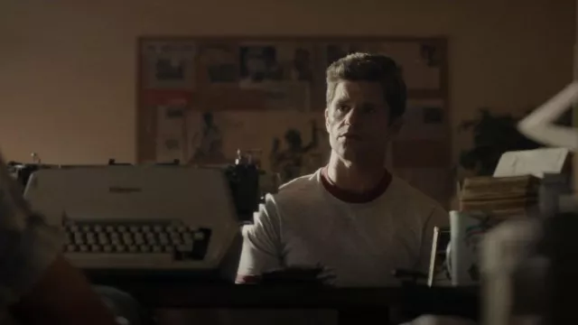 Augusta Sportswear Ringer tee Shirt worn by Adam Carpenter (Charlie Carver) as seen in American Horror Story (S11E02)