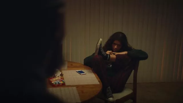 Aries Tailor Column Red Print Pants worn by Rue Bennett (Zendaya) as seen in Euphoria (S02E02)