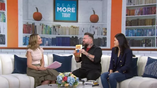 Tory Burch Poplin Pleated Skirt worn by Savannah Guthrie as seen in Today on October 28, 2022