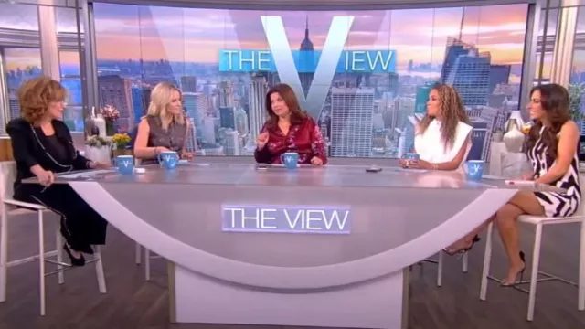 Veronica Beard Millicent Crystal Side Stripe Satin Pants worn by Joy Behar as seen in The View on October 28, 2022