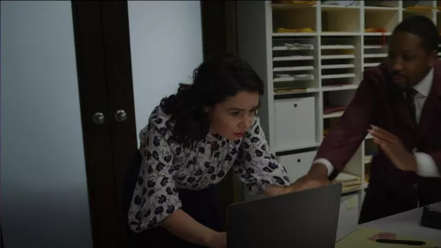 Rebecca Taylor Thistle Fleur Long-Sleeve Blouse worn by Marissa Gold (Sarah Steele) as seen in The Good Fight (S06E08)