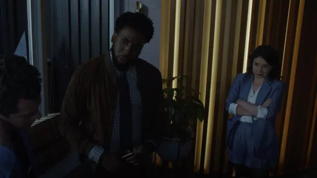 Sandro Striped Shorts worn by Marissa Gold (Sarah Steele) as seen in The Good Fight (S06E08)