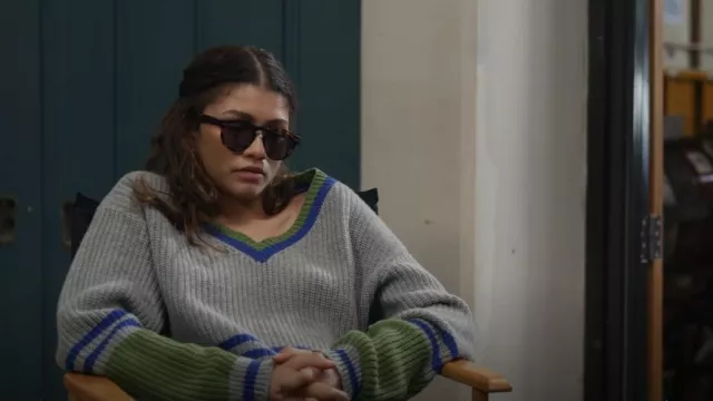 Danielle Guizio Oversized Varsity Sweater worn by Rue Bennett (Zendaya) as seen in Euphoria (S02E03)