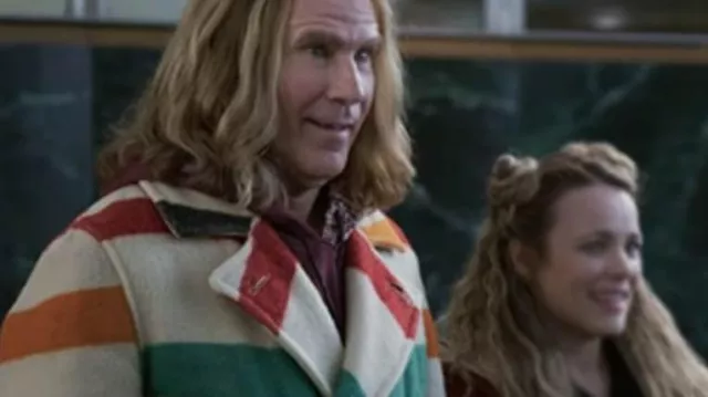 Striped Coat Jacket in white worn by Lars Erickssong (Will Ferrell) in Eurovision Song Contest: The Story of Fire Saga movie