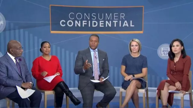 Buen vestido Midi acanalado americano usado por Vicky Nguyen como se ve en Today el 3 de noviembre de 2022