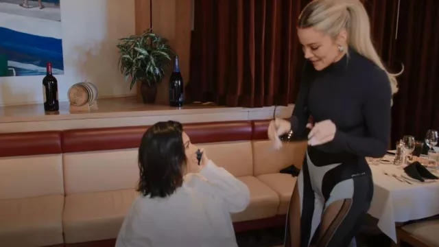 Thierry Mugler Reflective Eco Spiral Leggings worn by Khloé Kardashian as  seen in The Kardashians (S02E07)