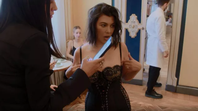 Dolce & Gabbana Lace Bustier Top worn by Kourtney Kardashian as seen in The Kardashians (S02E07)