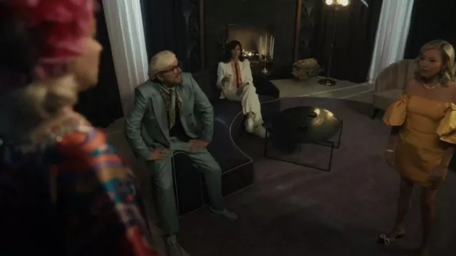 Mach & Mach Satin Mules worn by Sutton Stracke as seen in Chucky (S02E04)