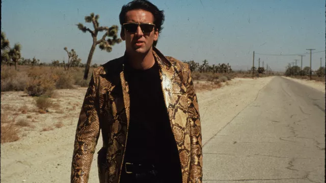 Snake Skin Leather Blazer worn by Sailor (Nicolas Cage) in Wild at Heart movie outfits