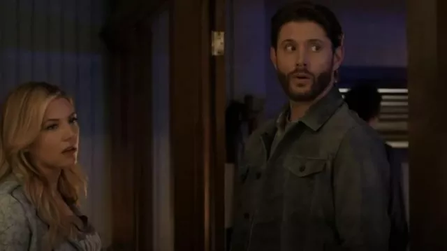 John Varvatos Andrew Slim Fit Leather Trucker Jacket worn by Beau Arlen (Jensen Ackles) as seen in Big Sky (S03E06)